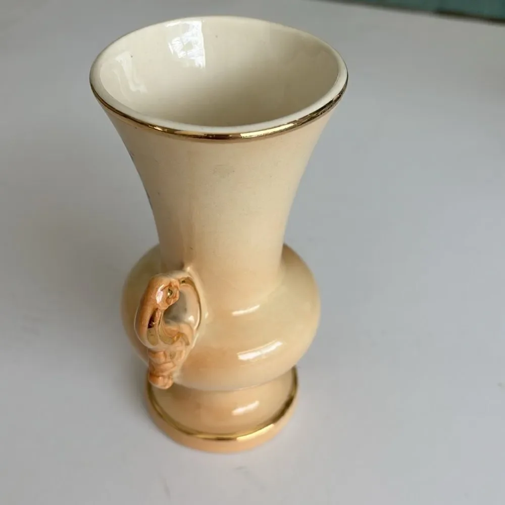 Vintage 1940s Spaulding China Co Wild Rose 6” Vase Gold Decoration
